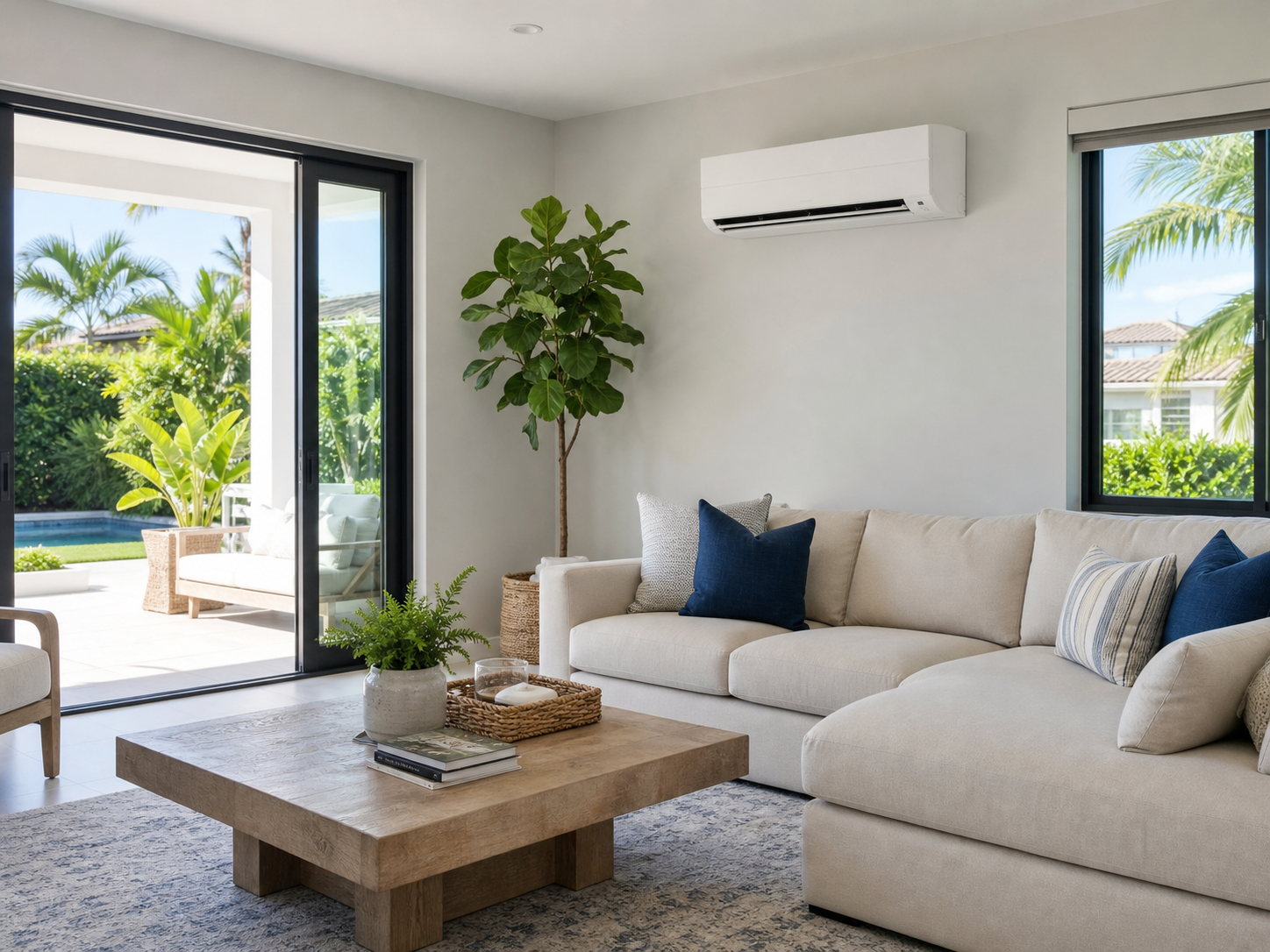 Professional HVAC installation team installing new air conditioning unit